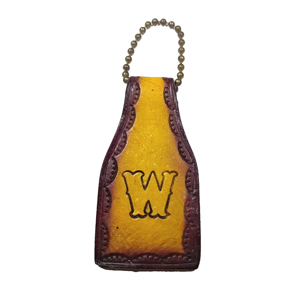 W Monogram Leather Keychain Prayer Hand Religious
